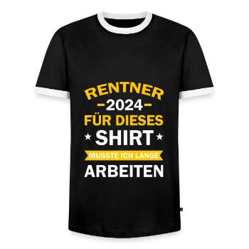Retirees 2024 Gift Retirement Pension Pension - Men's Ringer Shirt - black/white - Front - AI Model Female 172 light (172cm) & AI Model Male 178 light (178cm)