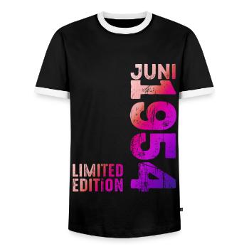 Limited Edition June 1954 Legendary since June 1954 - Men's Ringer Shirt - black/white - Front - AI Model Female 172 light (172cm) & AI Model Male 178 light (178cm)