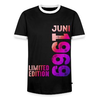 Edition limitée juin 1969 Légendaire depuis juin 1969 - T-shirt contrasté Homme - noir/blanc - Devant - AI Model Female 172 light (172cm) & AI Model Male 178 light (178cm)