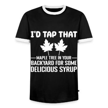 Appuyez sur cet érable Tapping Maple Tree Maple Leaf - T-shirt contrasté Homme - noir/blanc - Devant - AI Model Female 172 light (172cm) & AI Model Male 178 light (178cm)