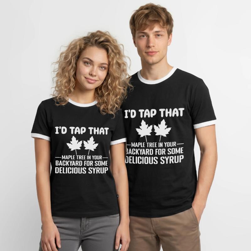 Tap That Maple Tree Tapping Maple Tree Maple Leaf Men's Ringer Shirt