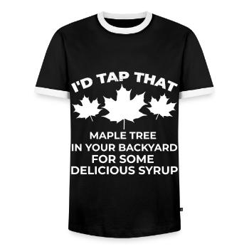Je tape sur cet érable Maple Tree Maple Leaf - T-shirt contrasté Homme - noir/blanc - Devant - AI Model Female 172 light (172cm) & AI Model Male 178 light (178cm)