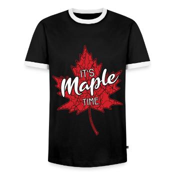C’est l’heure de l’érable Maple Leaf Maple Tree Maple Leaf Maple Leaf - T-shirt contrasté Homme - noir/blanc - Devant - AI Model Female 172 light (172cm) & AI Model Male 178 light (178cm)