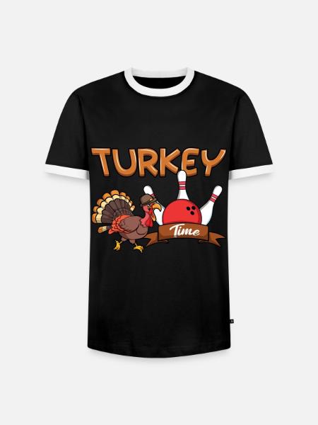 Truthahnzeit Truthahn Bowling Thanksgiving - Männer Kontrast-T-Shirt - Schwarz/Weiß