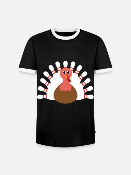 Truthahn Bowling Pin Thanksgiving - Männer Kontrast-T-Shirt - Schwarz/Weiß