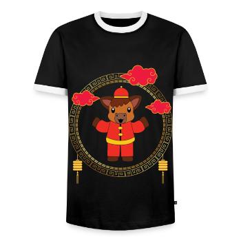 Lustiges chinesisches Neujahrsfest des Pferdes Chinesisches Tierkreiszeichen - Männer Kontrast-T-Shirt - Schwarz/Weiß - Vorne - AI Model Female 172 light (172cm) & AI Model Male 178 light (178cm)