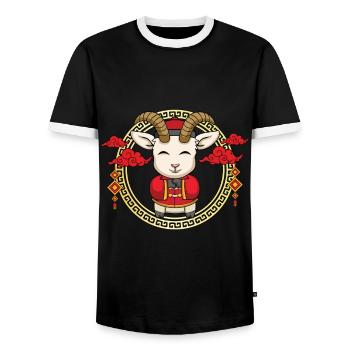 Funny Chinese New Year Of Goat Chinese Zodiac - Men's Ringer Shirt - black/white - Front - AI Model Female 172 light (172cm) & AI Model Male 178 light (178cm)