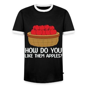 How Do You Like Them Apples Love Apple Picking - Men's Ringer Shirt - black/white - Front - AI Model Female 172 light (172cm) & AI Model Male 178 light (178cm)