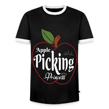 Apfelpflücken Prinzessin Apfel Erntezeit - Männer Kontrast-T-Shirt - Schwarz/Weiß - Vorne - AI Model Female 172 light (172cm) & AI Model Male 178 light (178cm)