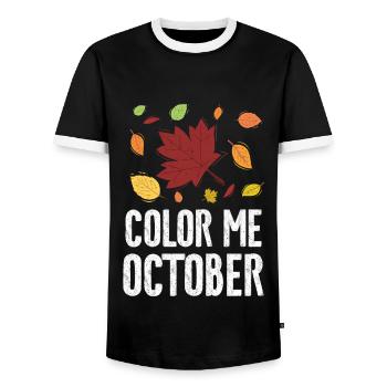 Color Me Oktober Blatt Peeper Laub Leaf Peeping - Männer Kontrast-T-Shirt - Schwarz/Weiß - Vorne - AI Model Female 172 light (172cm) & AI Model Male 178 light (178cm)
