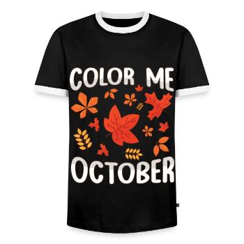 Color Me Oktober Blatt Peeper Leaf Peeping - Männer Kontrast-T-Shirt - Schwarz/Weiß - Vorne - AI Model Female 172 light (172cm) & AI Model Male 178 light (178cm)