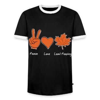 Leaf Peeper Foliage Peace Love Leaf Peeping - Men's Ringer Shirt - black/white - Front - AI Model Female 172 light (172cm) & AI Model Male 178 light (178cm)