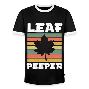 Blatt Peeper Retro Vintage Laub Blatt Peeping - Männer Kontrast-T-Shirt - Schwarz/Weiß - Vorne - AI Model Female 172 light (172cm) & AI Model Male 178 light (178cm)