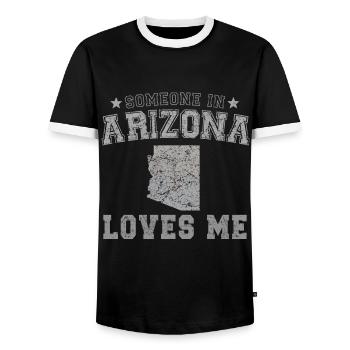 Quelqu’un en Arizona m’aime Grunge - T-shirt contrasté Homme - noir/blanc - Devant - AI Model Female 172 light (172cm) & AI Model Male 178 light (178cm)