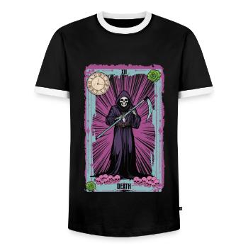 Death Kawaii Occulte Satanique Pastel Gothique - T-shirt contrasté Homme - noir/blanc - Devant - AI Model Female 172 light (172cm) & AI Model Male 178 light (178cm)