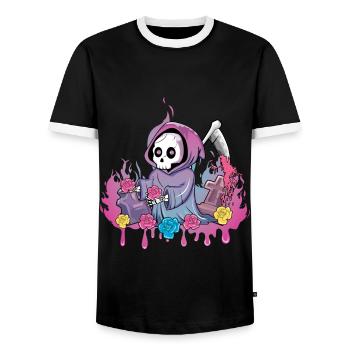 Grim Skelett Kawaii Okkult Satanisch Pastell Gothic - Männer Kontrast-T-Shirt - Schwarz/Weiß - Vorne - AI Model Female 172 light (172cm) & AI Model Male 178 light (178cm)