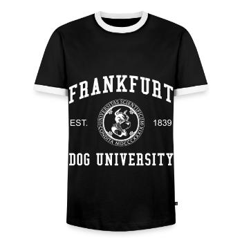 Frankfurt Dog University University College - Men's Ringer Shirt - black/white - Front - AI Model Female 172 light (172cm) & AI Model Male 178 light (178cm)