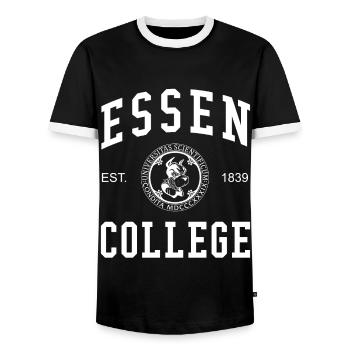 Collège universitaire d’Essen - T-shirt contrasté Homme - noir/blanc - Devant - AI Model Female 172 light (172cm) & AI Model Male 178 light (178cm)