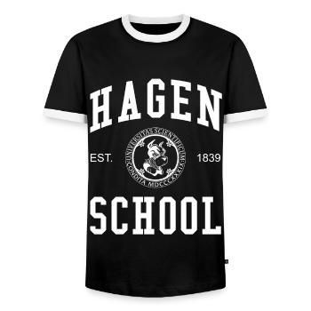 Hagen School University Universität Hochschule Uni - Men's Ringer Shirt - black/white - Front - AI Model Female 172 light (172cm) & AI Model Male 178 light (178cm)