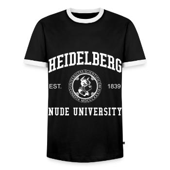 Heidelberg Nude University Hochschule Universität - Männer Kontrast-T-Shirt - Schwarz/Weiß - Vorne - AI Model Female 172 light (172cm) & AI Model Male 178 light (178cm)