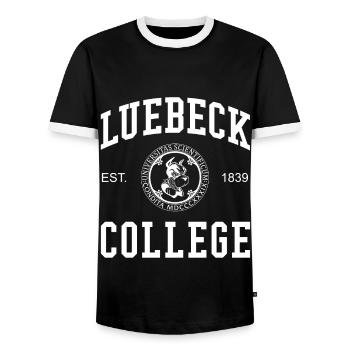 Lübeck College University Universität Hochschule - Men's Ringer Shirt - black/white - Front - AI Model Female 172 light (172cm) & AI Model Male 178 light (178cm)