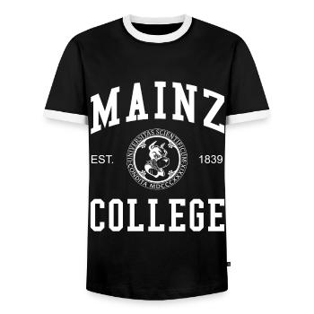 Mainz College University Universität Hochschule - Men's Ringer Shirt - black/white - Front - AI Model Female 172 light (172cm) & AI Model Male 178 light (178cm)