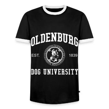 Collège universitaire canin d’Oldenburg - T-shirt contrasté Homme - noir/blanc - Devant - AI Model Female 172 light (172cm) & AI Model Male 178 light (178cm)