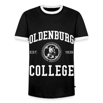 Oldenburg College University University School - Men's Ringer Shirt - black/white - Front - AI Model Female 172 light (172cm) & AI Model Male 178 light (178cm)