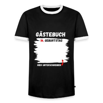 16. Geburtstag Mann Frau 16 Jahre Deko Lustig - Männer Kontrast-T-Shirt - Schwarz/Weiß - Vorne - AI Model Female 172 light (172cm) & AI Model Male 178 light (178cm)