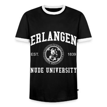 Erlangen Nude University Universität Hochschule - Männer Kontrast-T-Shirt - Schwarz/Weiß - Vorne - AI Model Female 172 light (172cm) & AI Model Male 178 light (178cm)