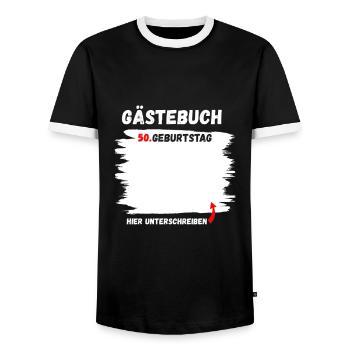 50. Geburtstag Mann Frau 50 Jahre Deko Lustig - Männer Kontrast-T-Shirt - Schwarz/Weiß - Vorne - AI Model Female 172 light (172cm) & AI Model Male 178 light (178cm)