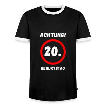 20. Geburtstag Mann Frau 20 Jahre Deko Lustig - Männer Kontrast-T-Shirt - Schwarz/Weiß - Vorne - AI Model Female 172 light (172cm) & AI Model Male 178 light (178cm)