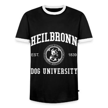 Heilbronn Dog University University College - Men's Ringer Shirt - black/white - Front - AI Model Female 172 light (172cm) & AI Model Male 178 light (178cm)