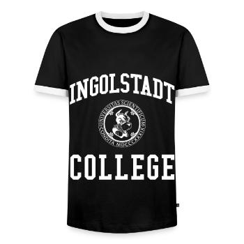 Collège d’Ingolstadt, Université Universität Uni - T-shirt contrasté Homme - noir/blanc - Devant - AI Model Female 172 light (172cm) & AI Model Male 178 light (178cm)