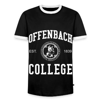 Offenbach College University School - Men's Ringer Shirt - black/white - Front - AI Model Female 172 light (172cm) & AI Model Male 178 light (178cm)