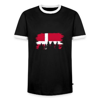 Montagne Nature Danemark Drapeau Scandinavie Danois - T-shirt contrasté Homme - noir/blanc - Devant - AI Model Female 172 light (172cm) & AI Model Male 178 light (178cm)