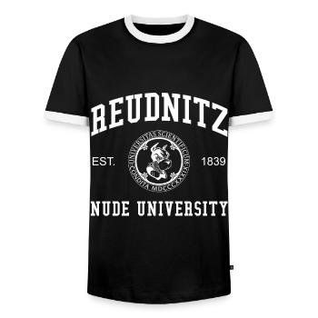 Université Nue de Leipzig Reudnitz Universität Uni - T-shirt contrasté Homme - noir/blanc - Devant - AI Model Female 172 light (172cm) & AI Model Male 178 light (178cm)