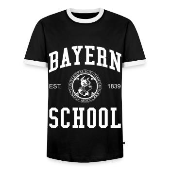 Bayern School Hochschule University Schule Uni - Männer Kontrast-T-Shirt - Schwarz/Weiß - Vorne - AI Model Female 172 light (172cm) & AI Model Male 178 light (178cm)