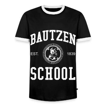 École Bautzen Universität Schule University Uni - T-shirt contrasté Homme - noir/blanc - Devant - AI Model Female 172 light (172cm) & AI Model Male 178 light (178cm)