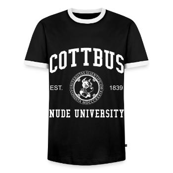 Cottbus Nude University Hochschule Universität Uni - T-shirt contrasté Homme - noir/blanc - Devant - AI Model Female 172 light (172cm) & AI Model Male 178 light (178cm)