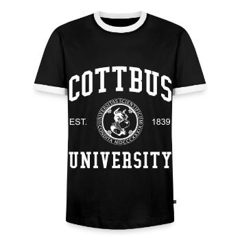 Université de Cottbus Universität Hochschule Uni - T-shirt contrasté Homme - noir/blanc - Devant - AI Model Female 172 light (172cm) & AI Model Male 178 light (178cm)
