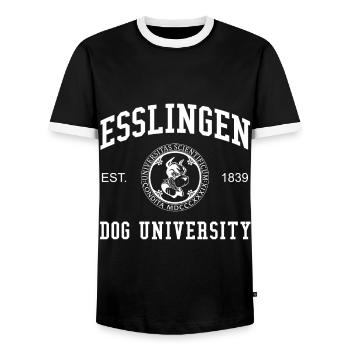 Esslingen Dog University University College - Men's Ringer Shirt - black/white - Front - AI Model Female 172 light (172cm) & AI Model Male 178 light (178cm)