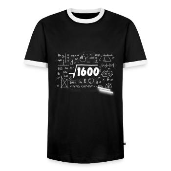 40th Birthday Man Woman Root 1600 = 40 years old - Men's Ringer Shirt - black/white - Front - AI Model Female 172 light (172cm) & AI Model Male 178 light (178cm)