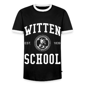 École de Witten, Hochschule, Université Schule Uni - T-shirt contrasté Homme - noir/blanc - Devant - AI Model Female 172 light (172cm) & AI Model Male 178 light (178cm)