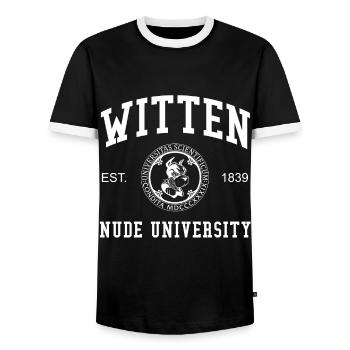 Witten Nude University Hochschule Universität Uni - T-shirt contrasté Homme - noir/blanc - Devant - AI Model Female 172 light (172cm) & AI Model Male 178 light (178cm)