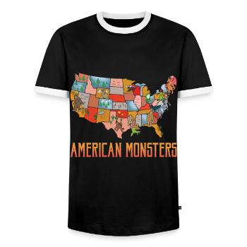 Monstres américains Monstres cryptides Créatures mythiques - T-shirt contrasté Homme - noir/blanc - Devant - AI Model Female 172 light (172cm) & AI Model Male 178 light (178cm)