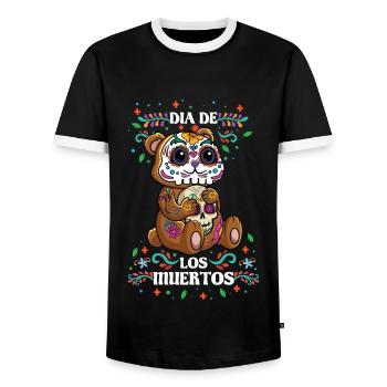 Cute Bear Dia De Los Muertos Day Of Dead Halloween - Men's Ringer Shirt - black/white - Front - AI Model Female 172 light (172cm) & AI Model Male 178 light (178cm)