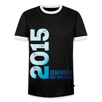 Limited Edition November 2015 Legendary Since - Men's Ringer Shirt - black/white - Front - AI Model Female 172 light (172cm) & AI Model Male 178 light (178cm)