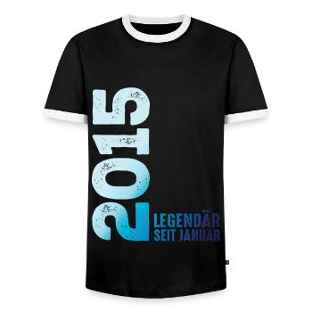 Limited Edition January 2015 Legendary since January - Men's Ringer Shirt - black/white - Front - AI Model Female 172 light (172cm) & AI Model Male 178 light (178cm)