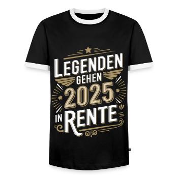 Legenden Gehen 2025 In Rente Ruhestand Retirement - Männer Kontrast-T-Shirt - Schwarz/Weiß - Vorne - AI Model Female 172 light (172cm) & AI Model Male 178 light (178cm)